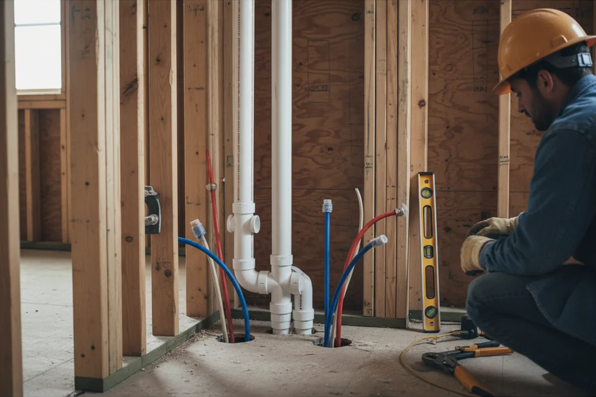 Drain and supply rough-in during Leak Detection in Kleinfeltersville