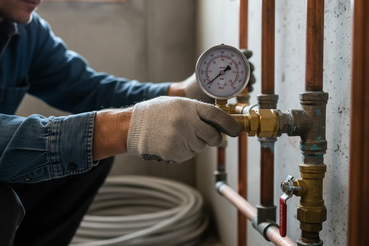 Pressure testing a repaired line during Water Line Repair in Kleinfeltersville